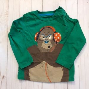 Mini Boden gorilla with headphones shirt 18-24